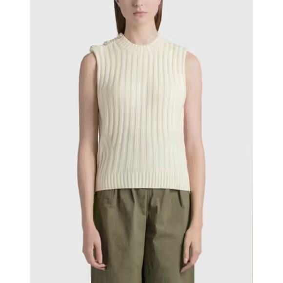 Ganni Off-White O-Neck Vest Sweater Size Small Cream - Picture 1 of 8